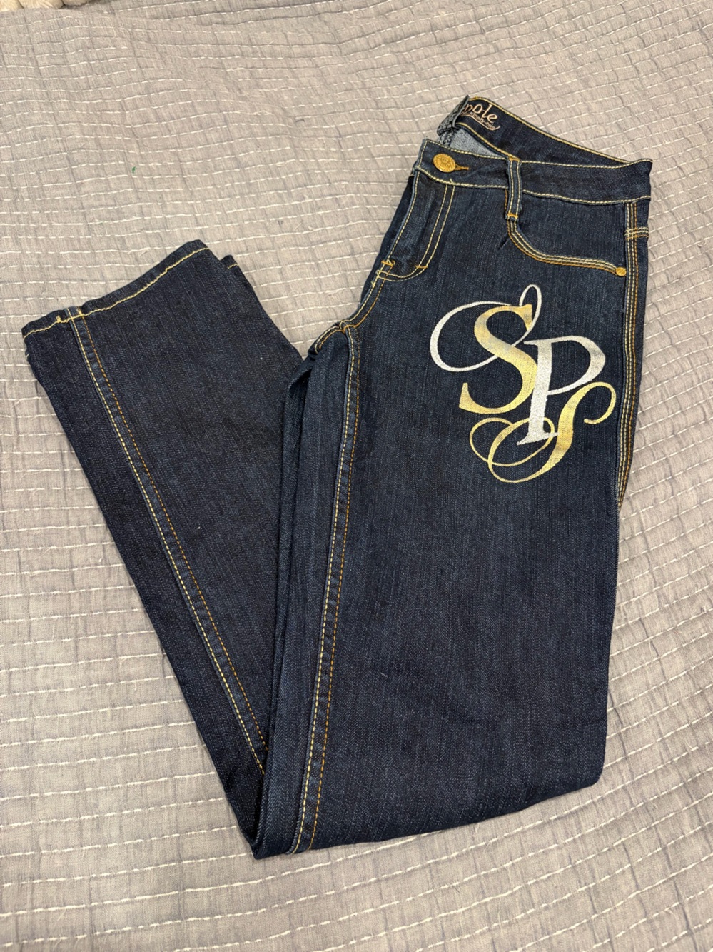 Vintage South Pole Dark Blue Skinny Jeans with Gold Logo